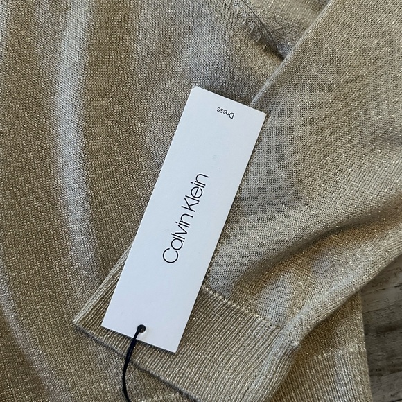 NWT Calvin Klein Gold and Beige Metallic M Cardigan - Picture 3 of 7